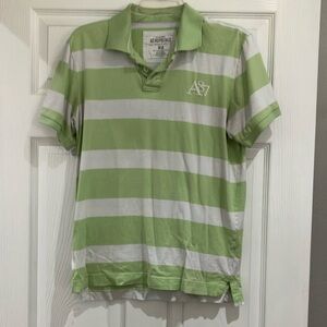 Aeropostale Green Striped Polo Shirt